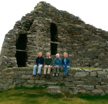 Sarah, David, Roseanne and Catherine at a broch on the Isle of Lewis