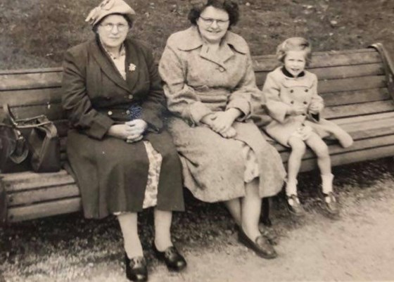 A young Kathleen with her mum and grandma Evelyn 