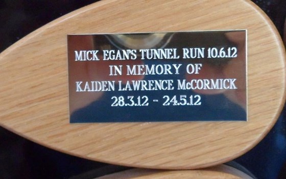 The Plaque In Memory of Kaiden Lawrence