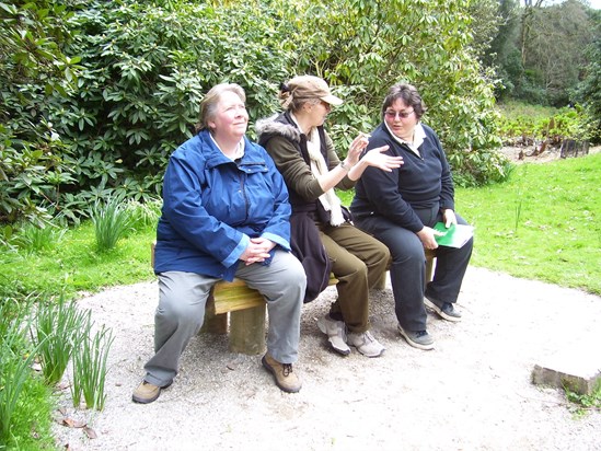 Jax with Denise and Elvena; Easter 2006 at Trebah Garden