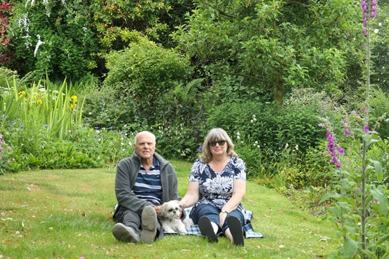 Maria and Phil in the garden