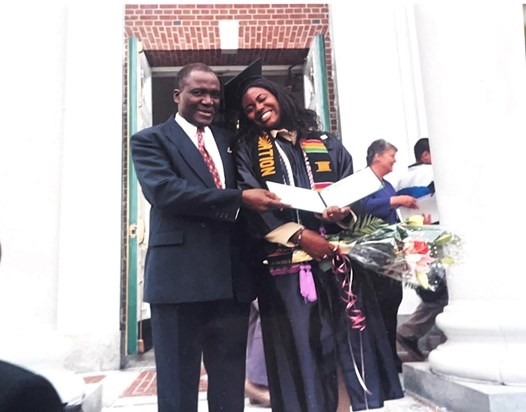 Dr Albert Akpalu Snr with his daughter Gertrude at her graduation