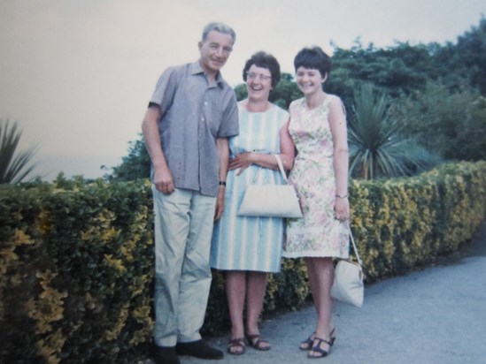 Carol again on holiday, with her mum and dad, Eve and Ken - certainly enjoying themselves!!