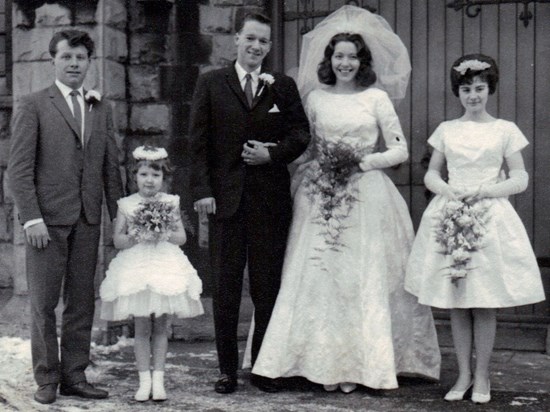 Carol, as cousin Enid and Dick's bridesmaid - also with nephew Ralph and niece Dawn.