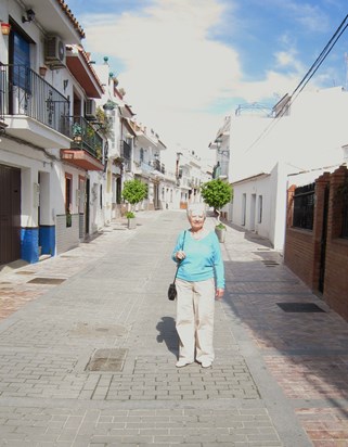 Carol in Nerja, Spain just a little way from the Parador Hotel just four months before she died.