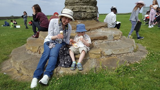 Ailsa enjoying an ice cream with Fraser after running round Whitby Abbey with him - one of my favorite pictures.