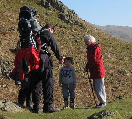 Admiring someone's little boy, The Lake District