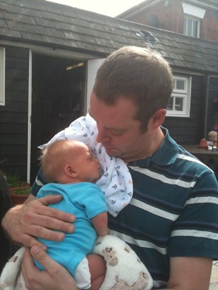 Proud Dad of very little Sam in the pub in Hertford