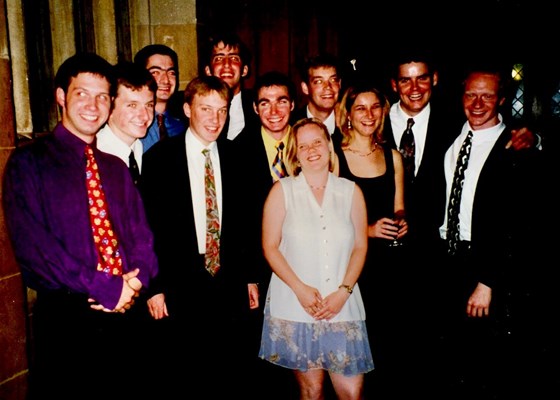 Mat with friends at the King's College Graduation Dinner, June 1997.