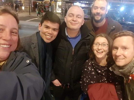 Thankful for good times with old friends. Outside the Bowie bar at Hotel Cafe Royal, December 2019.