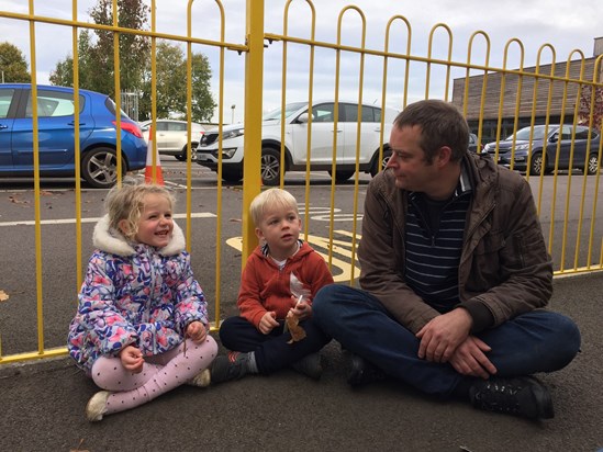 Typical Saturday morning after swimming - in the car park playing - Oct 2017