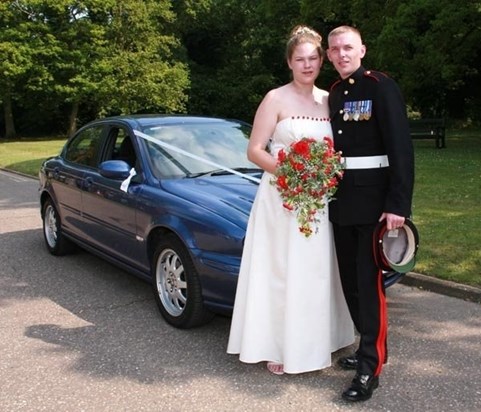 Chris and Mandy on their wedding day