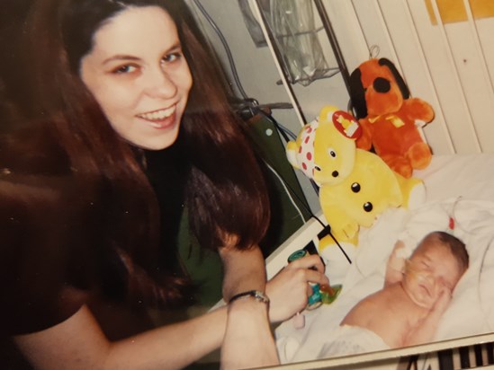 Leon & his mum. Guys hospital 1999