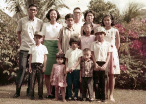 Ten children at the front yard of their Quezon City home