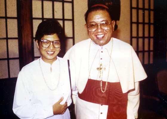 With Jaime L. Cardinal Sin in Manila