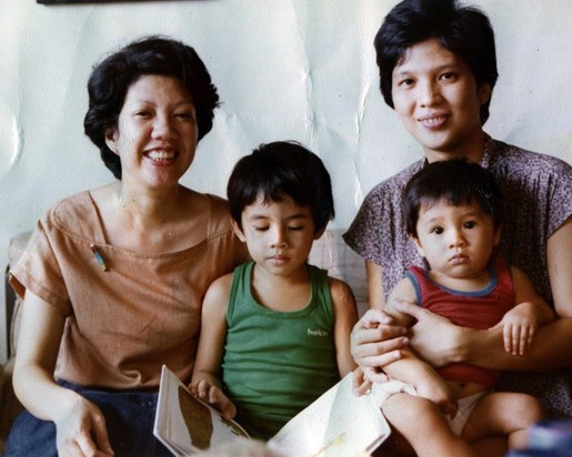 With her young sons and Tish, 1980