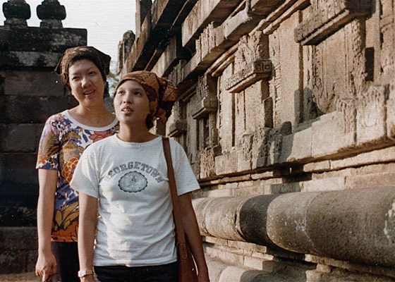 Tish and Cherie at Borubodur Temple, 1976