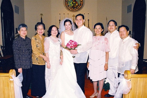 Wedding sponsor at niece Anna Cabugao's wedding to James Espiritu, July 2004