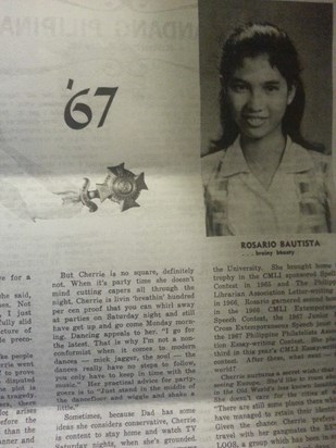 The article on Cherie published in the Varsitarian, official student paper of UST 