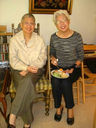 Sisters Tish and Puput at Alex's baptismal reception