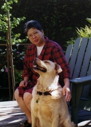 Joey and Cherie in the backyard