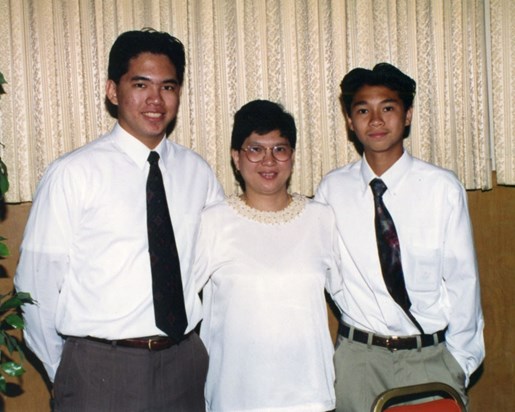 With her young men