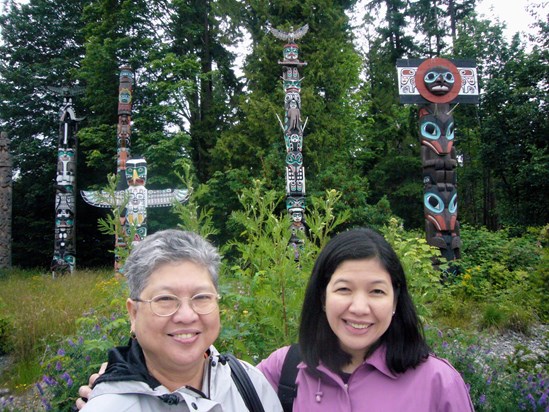 Visiting the totem poles in Stanley Park, Vancouver, BC, July 2010