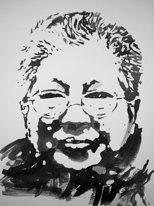 Cherie's portrait in sumi ink.