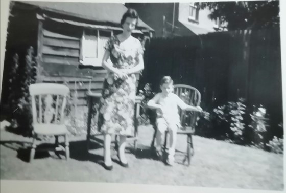 Margaret and great nephew Brian. July 1959.