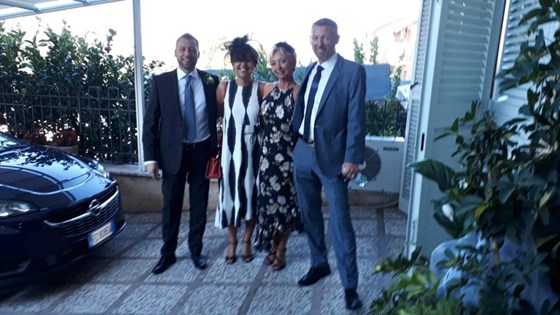 Another lovely pic of us with our fabulous friends.  Ready for Cris' brothers wedding in Italy x
